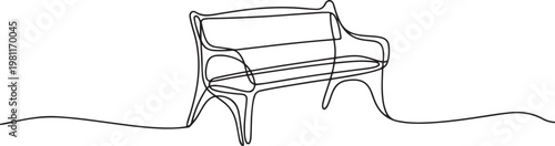 Bench continuous one line drawing. one line drawing vector illustration