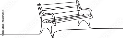 Bench continuous one line drawing. one line drawing vector illustration
