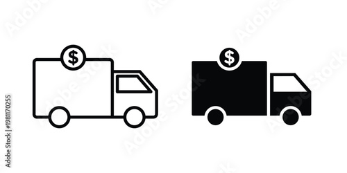 Delivery cost icon clip art collection. Editable stroke icons