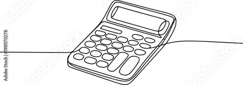 Continuous line drawing art of calculator accounting tool. one line drawing vector illustration