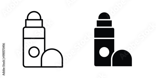 Deodorant roll on icon clip art collection. Editable stroke icons