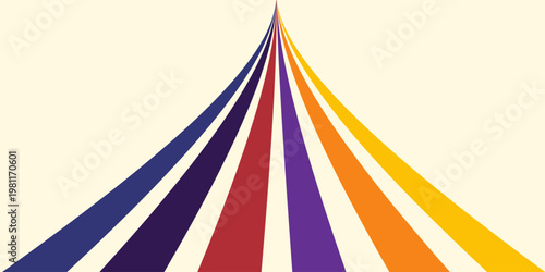 Abstract colorful 70s background vector. Vintage retro wallpaper with rainbow stripes and wavy lines. A 1970 color illustration suitable for posters, banners, decorative items and wall art.