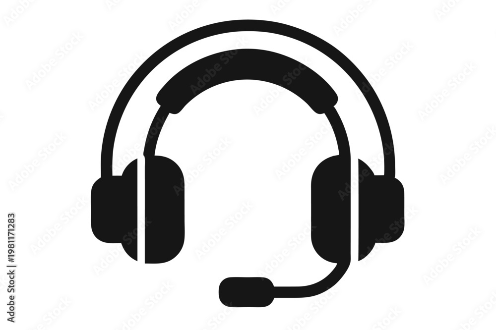 Fototapeta premium headset silhouette line art vector illustration