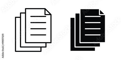 Document papers pile icon clip art collection. Editable stroke icons