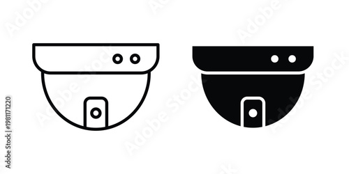 Dome cctv camera icon clip art collection. Editable stroke icons