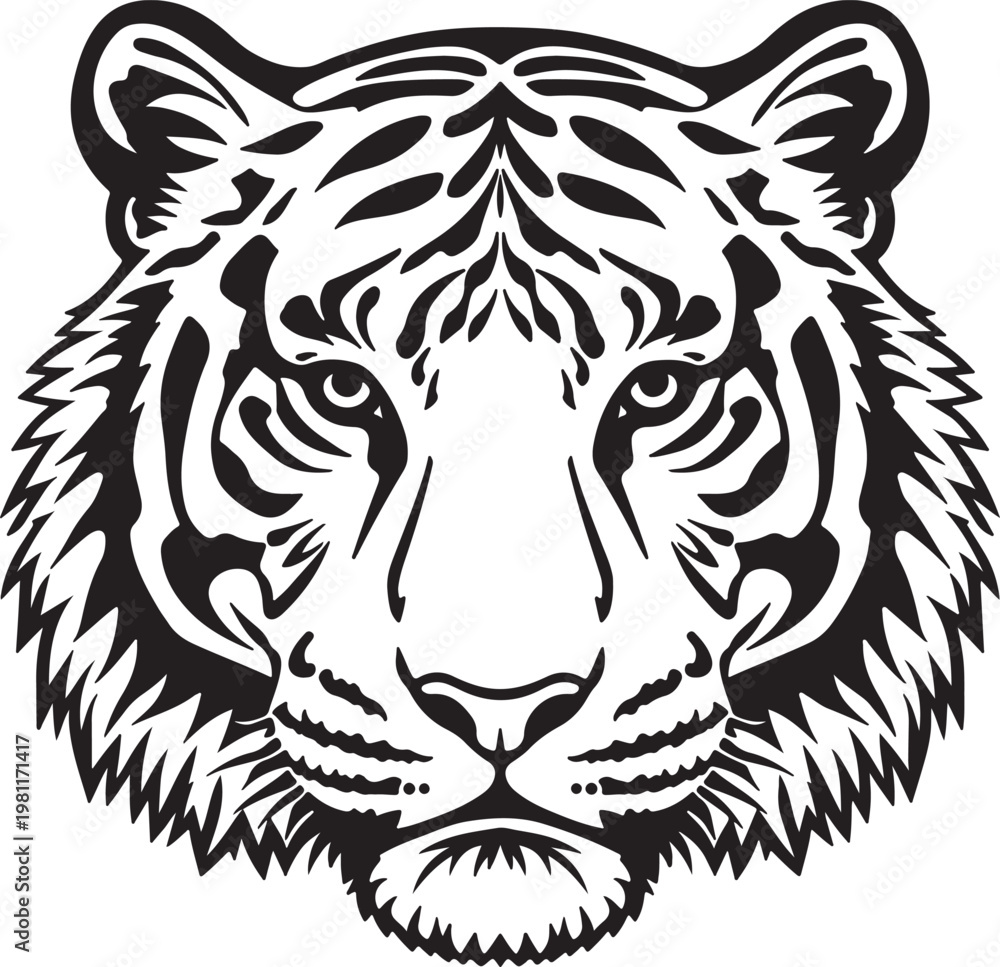 Obraz premium Aggressive Tiger Head Mascot Isolated on White Background