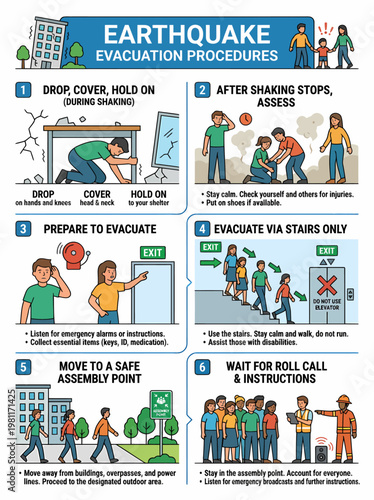 Earthquake Evacuation Procedures Infographic