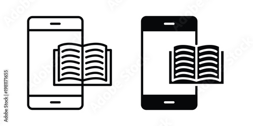 Ebook icon clip art collection. Editable stroke icons