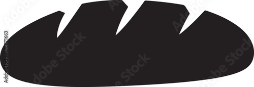 Black bread, loaf icon, vector bread, food symbol, bakery illustration