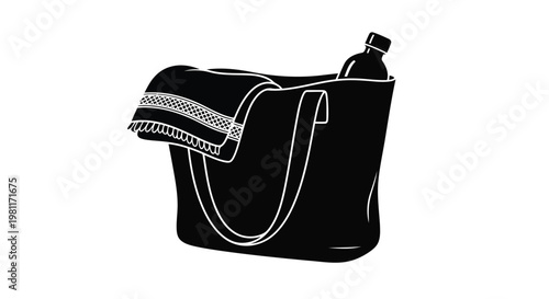 A black leather shoulder bag with a chain strap