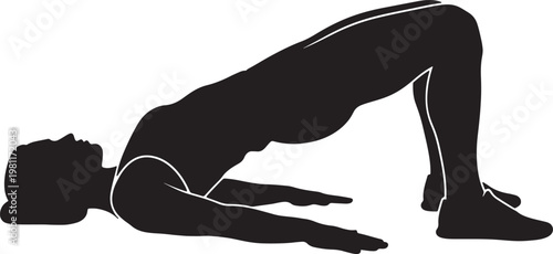 Person Performing Glute Bridge Exercise on White Background