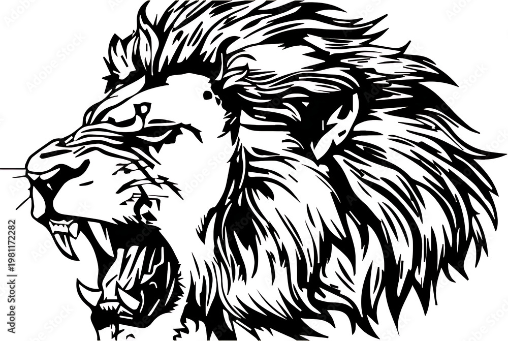 Obraz premium lion head vector illustration