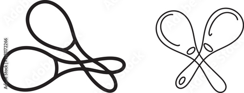 Brazilian maracas one line drawing, musical instrument. One line draw graphic design vector