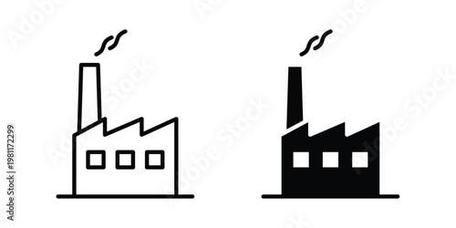 Factory icon clip art collection. Editable stroke icons