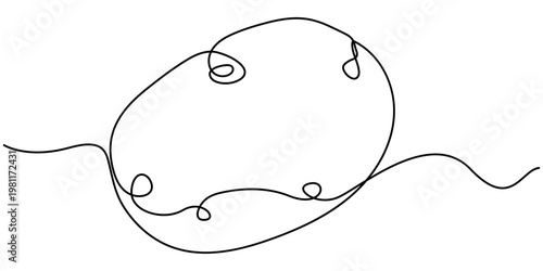 potato continuous one line drawing, One continuous line illustration of an potato vegetable, isolated on white background. 