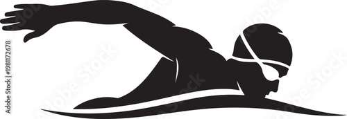 Swimming, athlete, sport, icon, silhouette, black