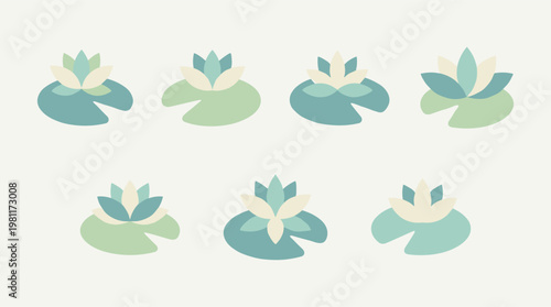 Green Lily Pads with Flowers.