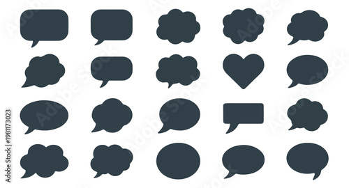 Set of black speech bubbles collection. blank comic speech balloons, different shapes.