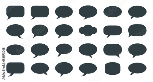 Variety of rounded speech and thought bubbles in different shapes and sizes.