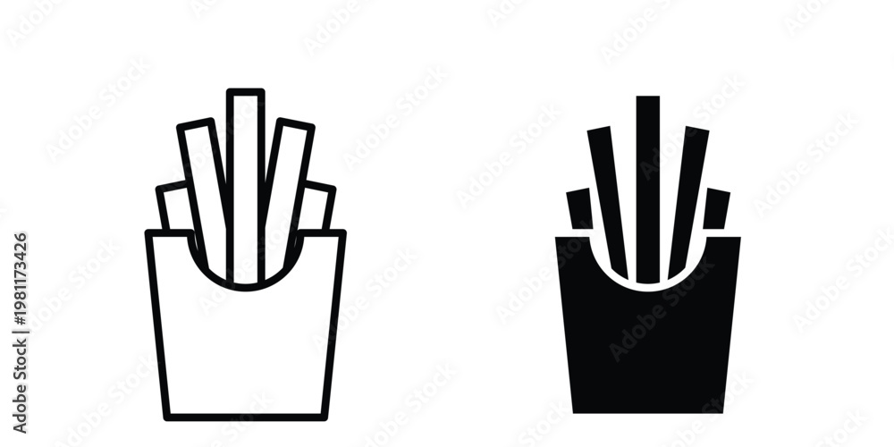 Fototapeta premium French fries icon clip art collection. Editable stroke icons