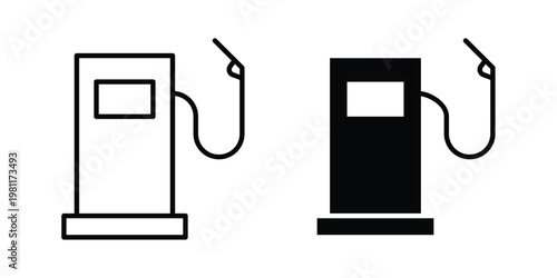 Gas station icon clip art collection. Editable stroke icons