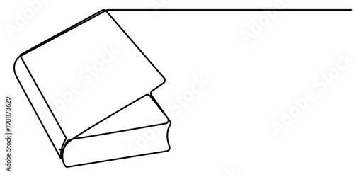 book continuous one line drawing, Education in school and library studying in simple linear style, Writing draft business in Editable stroke, outline vector illustration. 