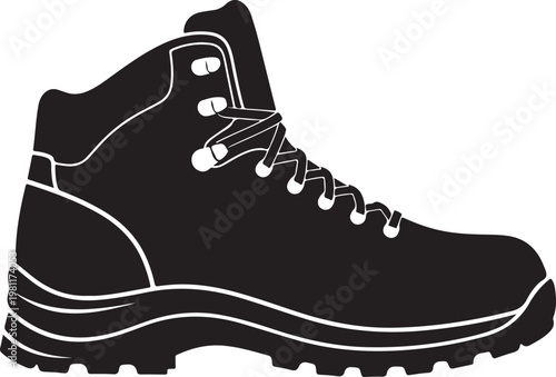 Hiking boot, black, vector, footwear, outdoor, trekking shoe