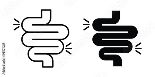 Gut constipation icon clip art collection. Editable stroke icons