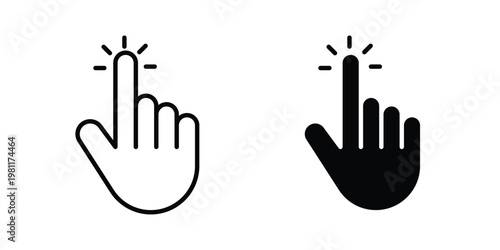Hand click icon clip art collection. Editable stroke icons