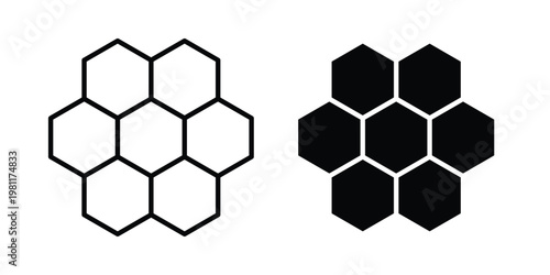Honeycomb icon clip art collection. Editable stroke icons