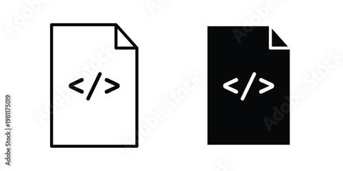 HTML script icon clip art collection. Editable stroke icons