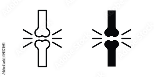 Human knee bone joint icon clip art collection. Editable stroke icons