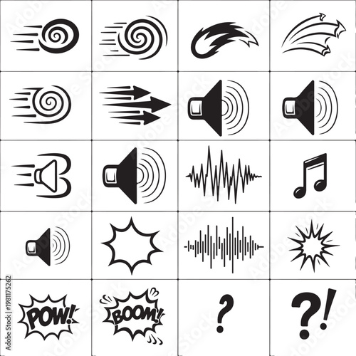 Comic book sound effects and symbols illustrations