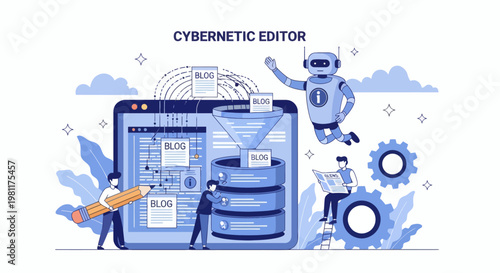 Innovative Cybernetic Editor Concept AI-Powered Content Creation and Digital Transformation