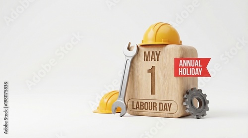 An orange safety hardhat rests near a tape measure, a broken egg, and industrial building tools, symbolizing construction site protection and worker equipment for a contractor