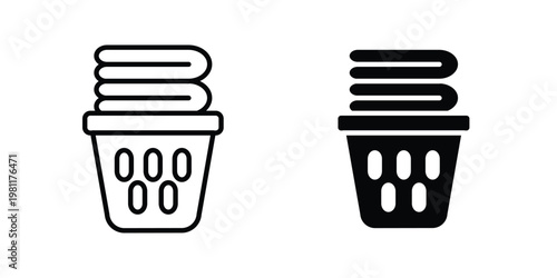 Laundry basket icon clip art collection. Editable stroke icons