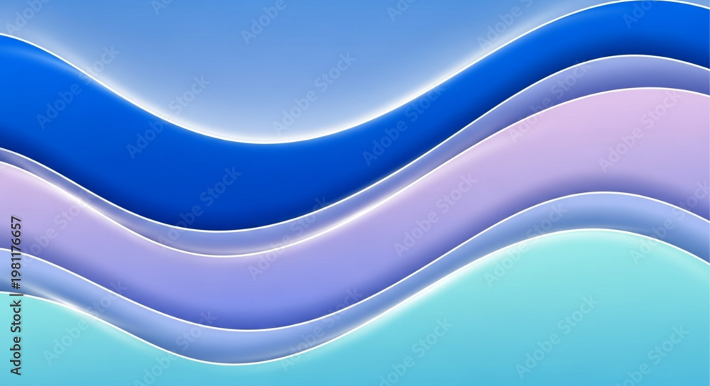 Obraz premium Layered wavy abstract gradient waves in blue.