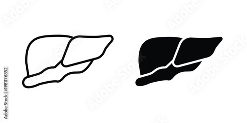 Liver icon clip art collection. Editable stroke icons