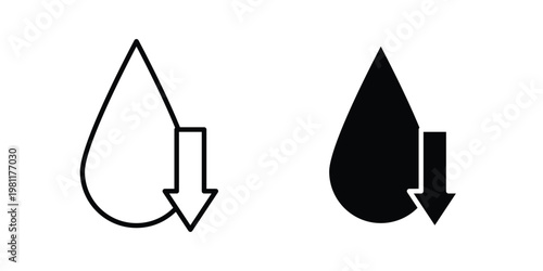 Low water level icon clip art collection. Editable stroke icons
