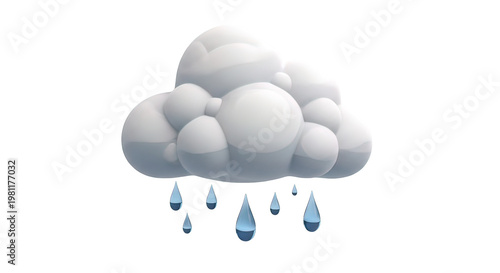 Rain Cloud with Falling Raindrops Illustration.