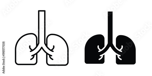 Lung icon clip art collection. Editable stroke icons