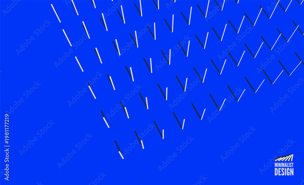 Obraz premium A multitude of ordered vertical lines in the spatial perspective. Shadows create depth and volume. Rhythmic movement. Abstract columns. Geometric architectural style. Copy space. Top view. Vector.