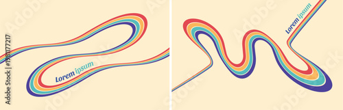 Retro style background. Dynamic lines create a swirling trail. Abstract curved and curling ribbons. Cover design template. 3D illustration for brochure, poster, card, presentation, flyer or banner.