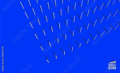 A multitude of ordered vertical lines in the spatial perspective. Shadows create depth and volume. Rhythmic movement. Abstract columns. Geometric architectural style. Copy space. Top view. Vector.