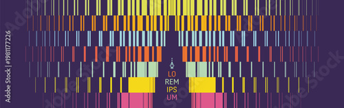 Lines dynamically descend and diverge. A break or crack. Geometric pattern. Symmetry. Multiple stripes of varying thickness. Vector for a brochure, poster, cover, card, presentation, or banner.