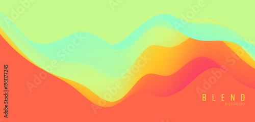 3D abstract wavy background with beautiful gradient colour transition. Dynamic wave. Vector illustration for banner, flyer, brochure, booklet, presentation or website design.