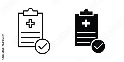 medical check up icon clip art collection. Editable stroke icons