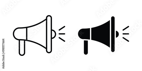 Megaphone icon clip art collection. Editable stroke icons