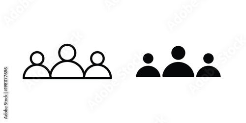 Member group icon clip art collection. Editable stroke icons