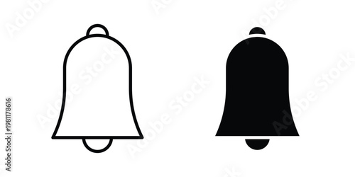 Notification bell icon clip art collection. Editable stroke icons